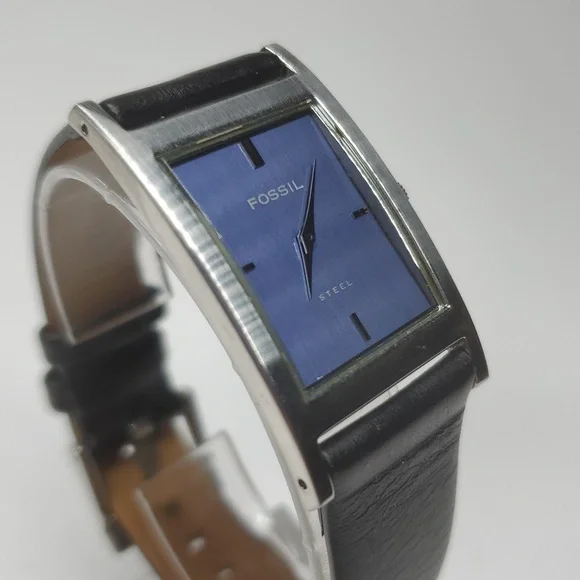 Fossil ARKITEKT FS2694 Navy Face Silver Case Black Leather Band